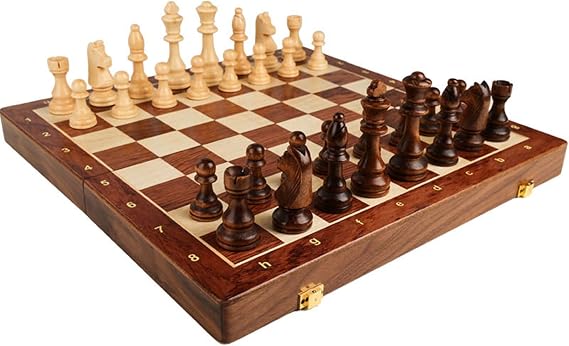 Generic Large Portable Chess Set - Folding Board, Family Professional Table Game - 2 Players, Age 6+