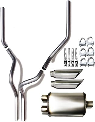 Northeastern Exhaust | Stainless Steel Dual Conversion Exhaust Kit Exhaust Kits Compatible for Ford F-150 1987-2002 Pick Up Trucks | Free Clamps and Hangers Included | Automotive Replacement Part