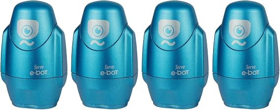 Serve E-bot Eraser Pencil Sharpener Metallic Blue Set Of 4