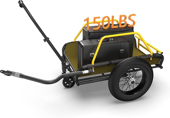 Tamobyke Heavy-Duty 3-in-1 Bike Cargo Trailer & Wagon Cart, 150LBS Load Ebike Trailer, 360Swivel Wheel & 16"3" Fat Tire, Quick Release & Foldable Bicycle Trailer for Camping, Grocery & Travel