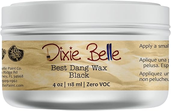 Dixie Belle Best Dang Furniture Wax - Black (4oz) - Protective Topcoat Finishing Wax for Furniture & DIY Restoration - No VOC - Smooth, Creamy Formula