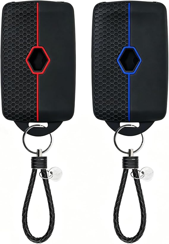 Car Key Cover for Renaulttt, 4 Button Car Key Card Case with Lanyard,2PCS