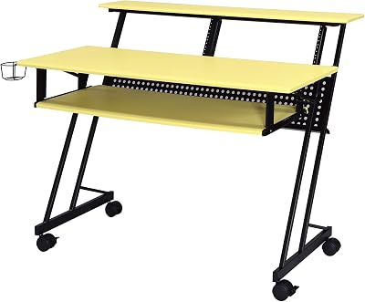 Acme Suitor Wooden Top Music Recording Studio Desk in Yellow and Black
