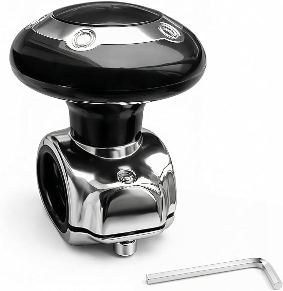 Vehicle Steering Wheel Spinner Knob Car Power Handle Accessories Universal Fit Driving Helper Car Handle Spinner for Cars, Trucks, Tractors, Boat, Maneuver Black