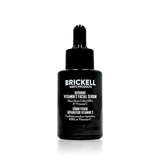 Brickell Men's Anti Aging Serum For Face, Repairing Night Facial Serum for Men, With Vitamin C, Hyaluronic Acid, and Green Tea to Diminish Wrinkles and Reduce Redness, 1 Ounce, Scented