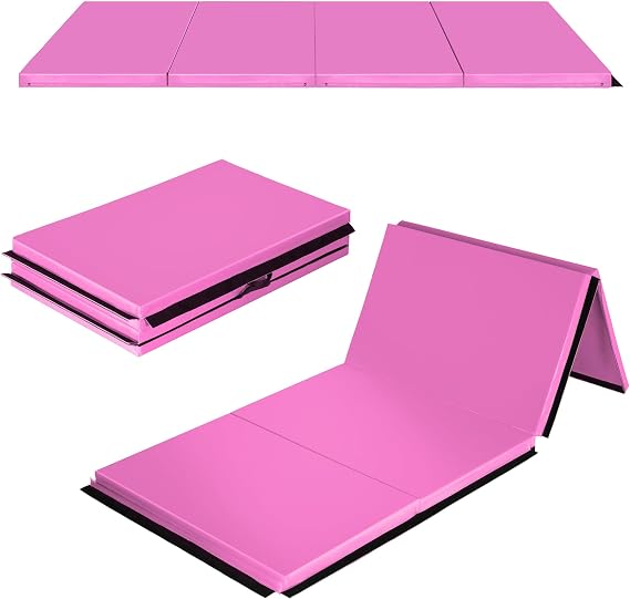 Gymnastics Mat 4'x10'x2" Thick Tumbling Mat with Carrying Handles Floding Interlocking Gym Mat for Gymnastics, Wrestling, MMA, Martial Arts, Stretching, Core Workouts