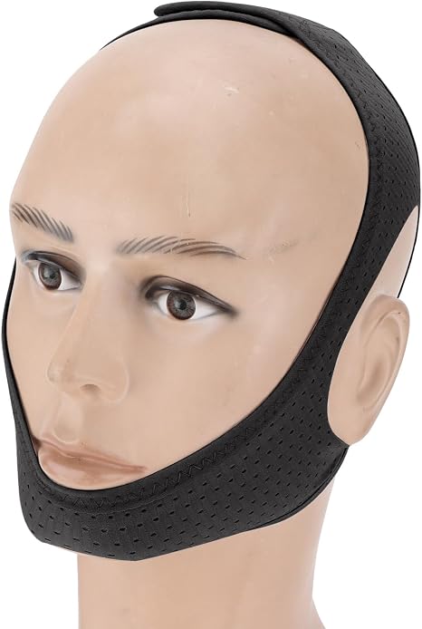 Anti Snoring Chin Strap Chin Strap for Cpap Users Anti-Snoring Jaw Support Belt Stop Snoring Chin Strap for Correcting Mouth Breathing Effective Snoring Solution (Black)