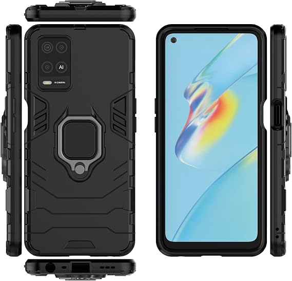Case for Oppo A54 4G, Magnetic Car Mount, 360 Rotating Ring Kickstand, Black