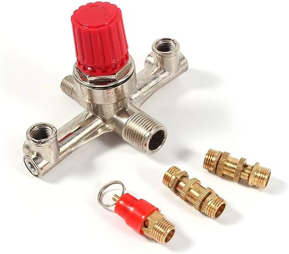 Air Compressor Pressure Switch Pressure Regulator Valve Double Outlet Alloy Valve