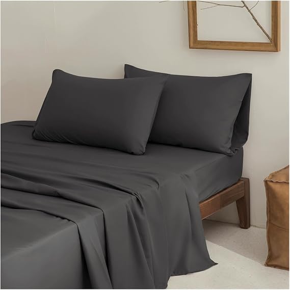 Elastic Solid Color Fitted Bed Sheet Pillowcases and Sheets for Home Queen Size Sheets(B,Twin)