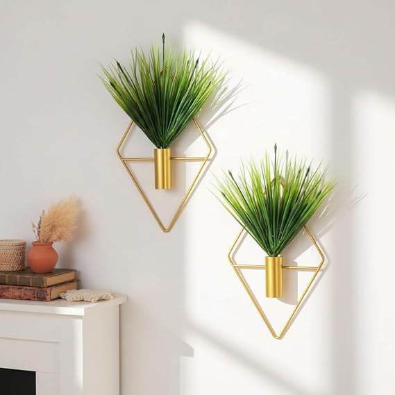 Canlierr 4 Pcs Hanging Plants Wall Decor, Aquatic Plant, Gold