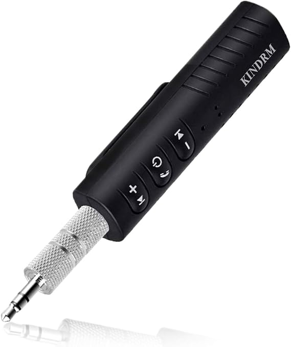 Bluetooth Audio Adapter, Portable Noise Cancelling Bluetooth 5.0 Stereo Receiver, Mini 3.5mm Wireless Aux Adapter for Wired Headphones Car/Home Stereo System, Hands-Free Calling & Music Playing