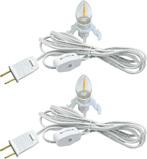 Accessory Cord with C7 LED Night Light Bulbs, E12 Base, 2 Pack