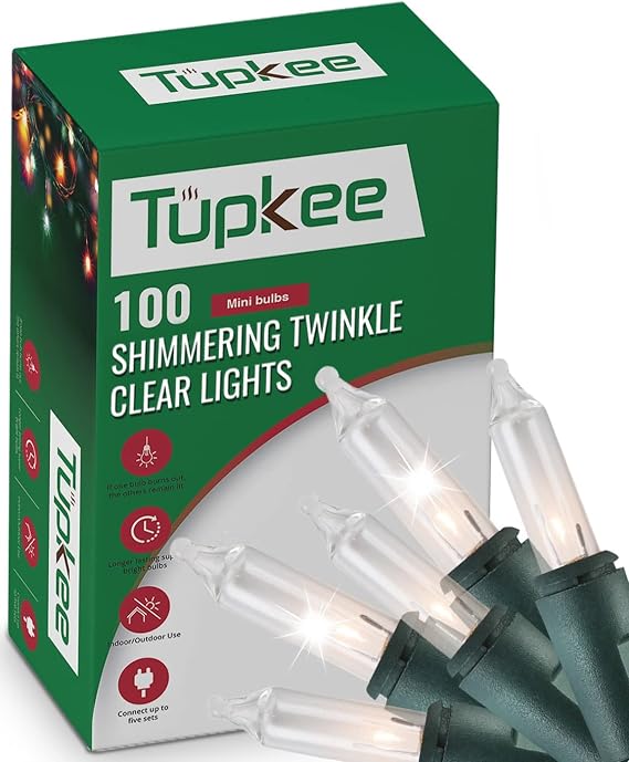 Random Shimmering Twinkle Lights for Christmas Tree, 100 Clear Bulbs