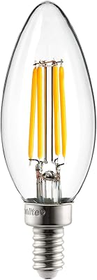 Sunlite LED Filament B11 Torpedo Tip Chandelier Light Bulb, ETL Listed, 4 Watts 40W Equivalent, 400 Lumens, Candelabra Base E12, Edison Style, Dimmable, 2700K Soft White, 1 Count
