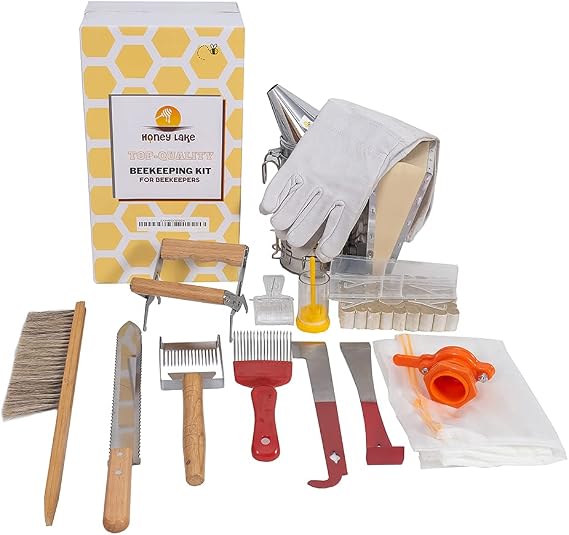 Honey Lake Beekeeping Supplies Bee Smoker Starter Kit, 16 Pcs Bee Keeping Starter Kit Bee Keeping Supplies-All for Beekeepers Including Different Kinds of Beekeeping Tools