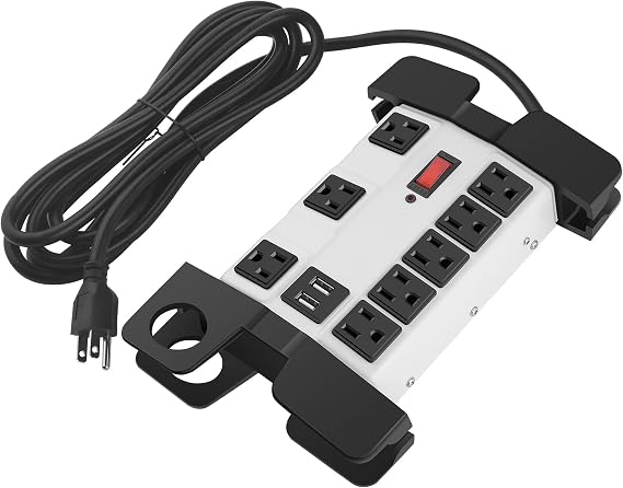 CCCEI Heavy Duty Surge Protector Power Strip with USB. Grey, 4ft, 1.