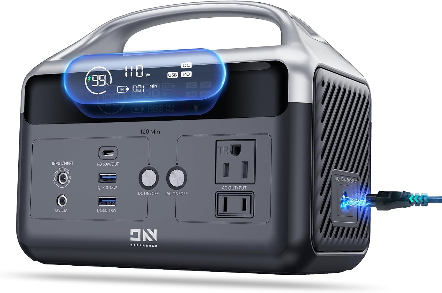 Portable Power Station 56000mAh, 179.2Wh LiFePO4 Battery Backup w 2 300W Peak 600W AC Outlets, 1.5hrs Fast Charging, Power Bank for Hurricane EmergencyOutdoor CampingRVsHome Use
