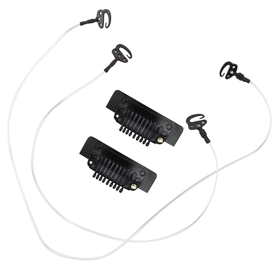 Full Shine Black Stickable Clips for Fish Wire Hair Extensions with 2 Invisible Fishing Line Elastic Wire 20cm and 25cm Removable Clips