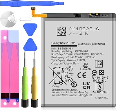 SHENMZ 6000mAh New Upgraded High-Capacity Replacement Battery Kit for Samsung Galaxy Note 20 Ultra - Compatible with Models SM-N985FN9860N986BN986U Includes Repair Tools