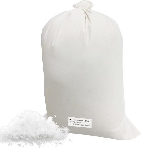 Bulk Goose Down Filling (1/2 lb.) 700 Fill Power - 100% Natural White, No Feathers - Fill Comforters, Pillows, Jackets and More - Ultra-Plush Hungarian Softness - Dream Solutions USA Brand