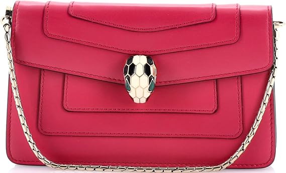 Pre-Loved Serpenti Forever Chain Clutch Leather Mini, Pink