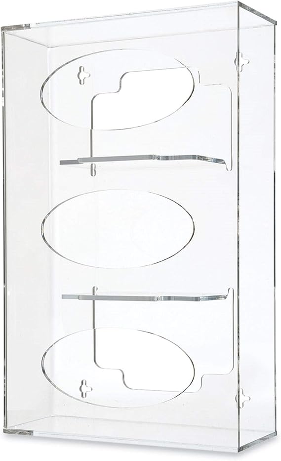 Triple Side-Loading Glove Box Dispenser Holder, Clear Acrylic