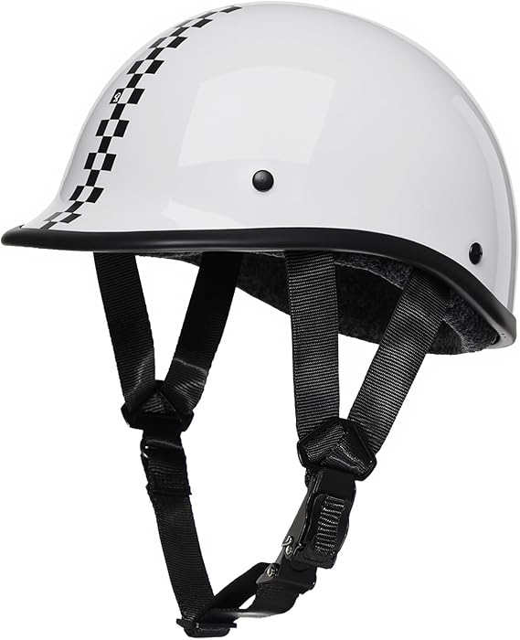 TRIANGLE Half Motorcycle Helmet DOT Approved German Style Open Face Adults | Classic retro design, lightweight shell, and soft breathable inner padding for motorbike scooter moped street bike