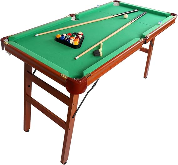 55" Folding Pool Table – Compact Billiard Table with Complete Accessories, Space-Saving Design for Kids & Adults, Includes Cues, Balls, Chalk, Rack & Brush