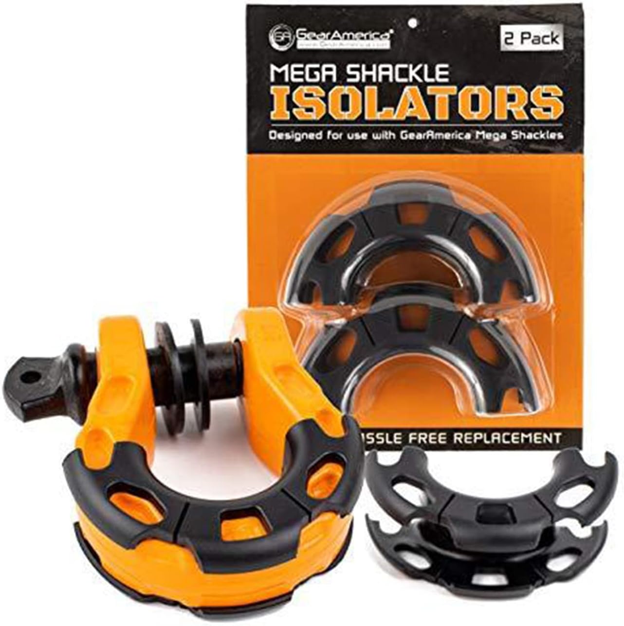 GearAmerica Mega Shackles Isolators - Only for GA Mega Shackles - Helps Prevent Corrosion and Protect Finish -Reduces Noise and Rattling - 2 Pack