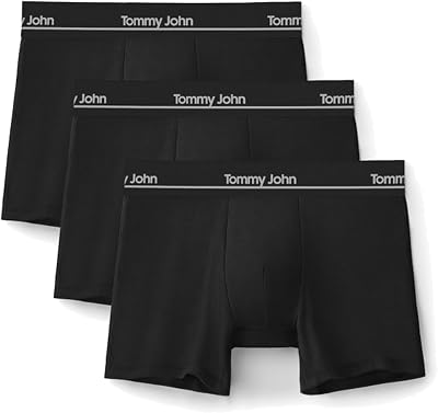 Tommy John Mens Luxe Boxer Briefs Underwear - 4 3-Pack, Viscose Derived From Bamboo, Stay-Put Waistband & Support Pouch