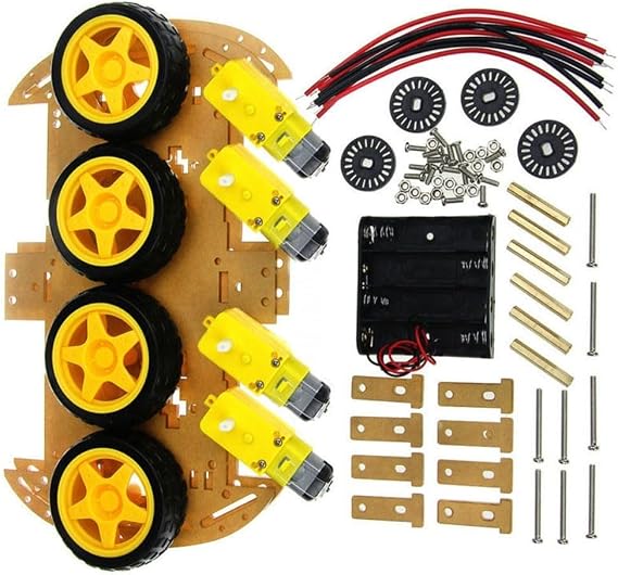 Eawfgtuw for Smart Car Chassis Kit 4WD Robot Platform with Encoders DC Motors for Arduino DIY Projects Programmable Robotic Vehicle Educational STEM Toy