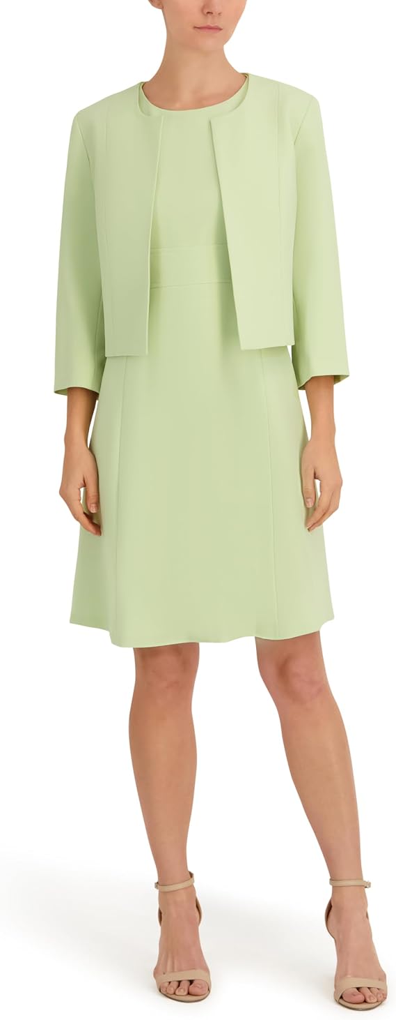 Le Suit Women's Open Front Jacket & Sleeveless Flared Dress, 2pc Set
