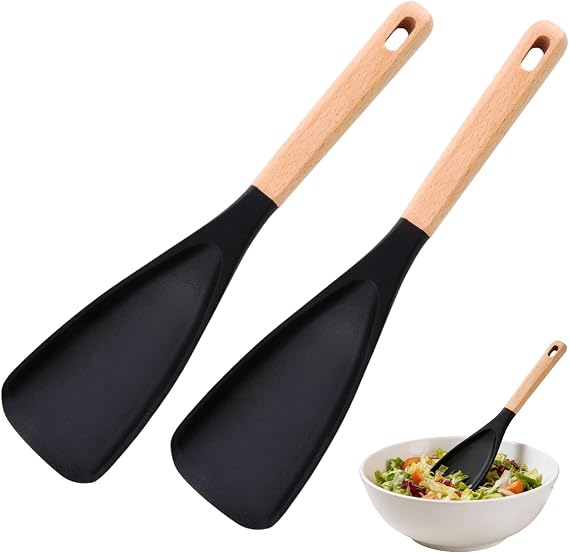Cedar and Ash Spoonula, 3 in 1 Multi Function Spatula Spoons Silicone Cooking Spoon with Heat-Resistant, Non Stick Flat Serving Spoons for Mixing, Stiring, Scooping, Scraping, Basting