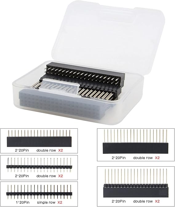 Geekworm GPIO Header Kit for Raspberry Pi 5 DIY, 5 Variants | Fits with RPi 4 / 3B+ / 3B / 2B / B+ / Zero (Zero W), GPIO Stacking Extender