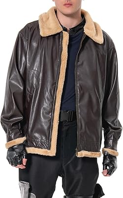 Adults Leon Cosplay Jacket Costume Kennedy Cosplay Coat Brown Leather Jacket for Halloween