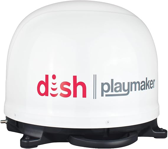 Winegard PL7000 Dish Playmaker - Portable Automatic Satellite Antenna for Dish HD Solo Receivers - 25 Coax Outdoor TV Reception - for RV, Camping, Tailgating - White