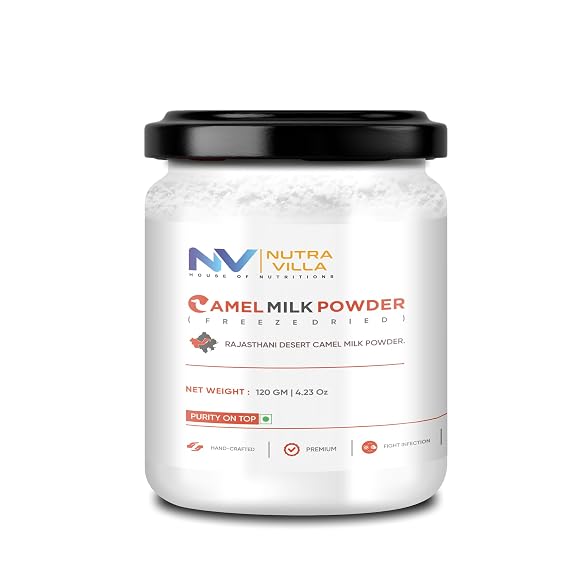 Nutravilla Camel Milk Powder | Gluten Free No Additives No Preservatives | High In Calcium, Iron And Vitamin C | 120 Grams