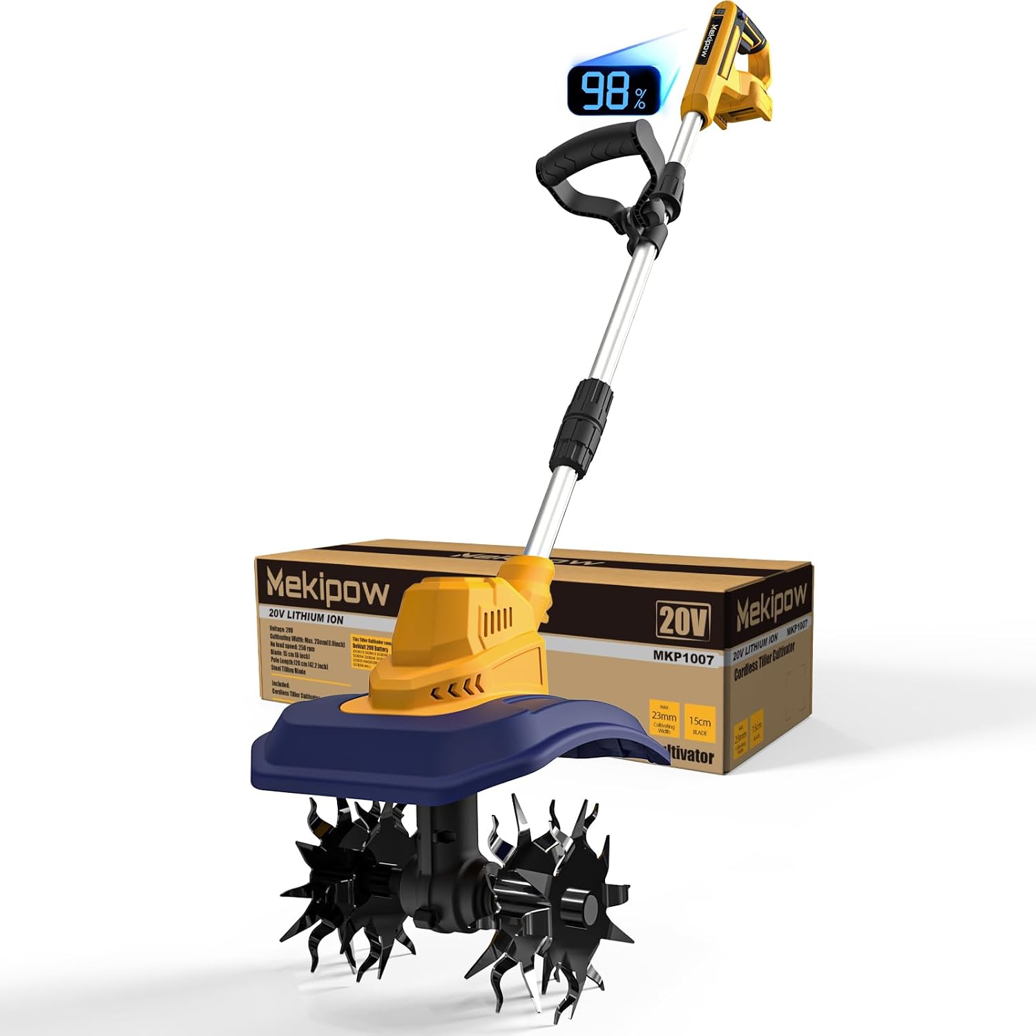 コードレスガーデン耕うん機耕運機 Dewalt 20V/60V MAXバッテリー対応 250RPM電動回転耕うん機 ブラシレスモーター付き スチールティーン 48本 耕うん幅8.7インチ 深さ6.3インチ ロータリー耕うん機 ツールのみ