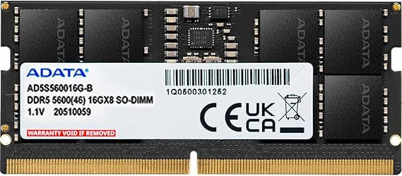 16GB DDR5 5600MHz CL46 (PC5-44800) Laptop SODIMM 262-Pin Single 1.1V High Performance Memory RAM Module Upgrade for Gaming Laptops, Small Form Factor PCs, and Workstations (AD5S560016G-B)