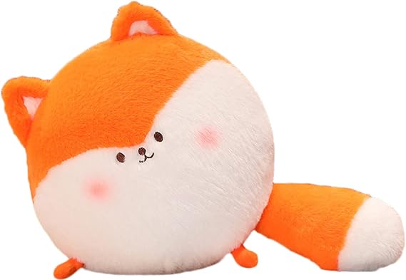 Plush Round Fox Stuffed Animal Hugging Pillow Plushies Throw Pillow Anime Gift for Kids and Lovers in Birthday, Valentine's Day, Christmas