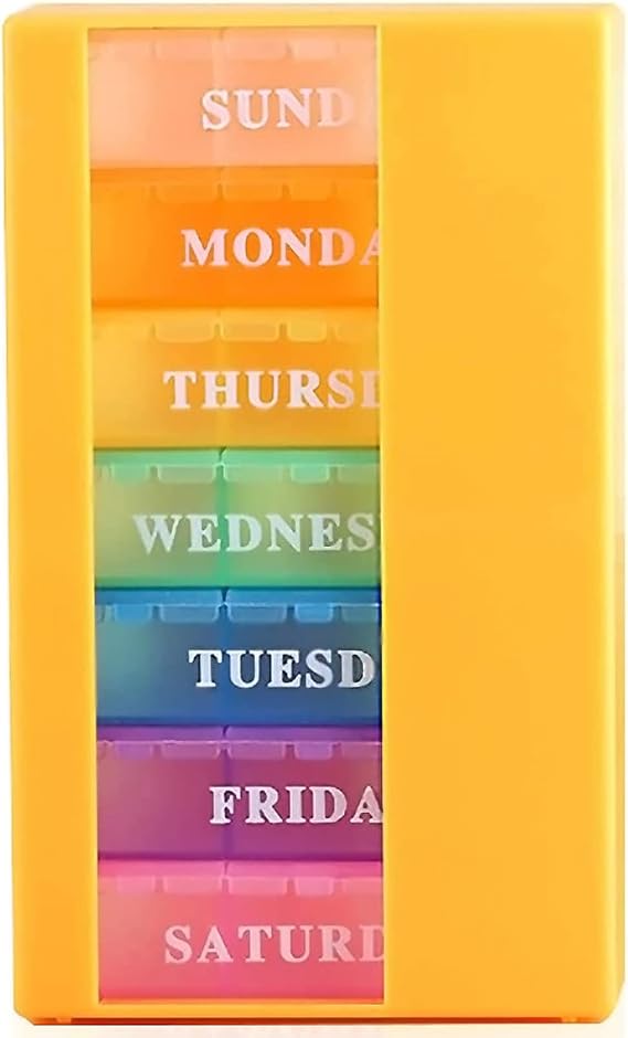 Medicine Organizer with 7 Small Pill Organizers 3 Times a Day Large Stackable Pill Dispenser for Supplement Vitamin Pills (Orange, 1PCS)