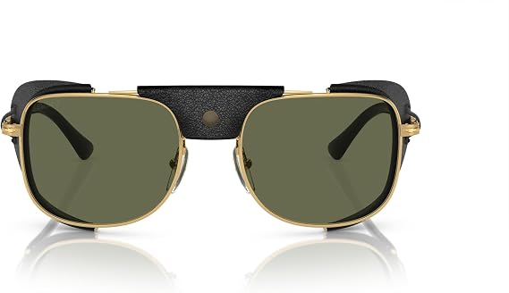Persol Men's PO113SZ Polarized Rectangular Sunglasses, Gold, 53 mm