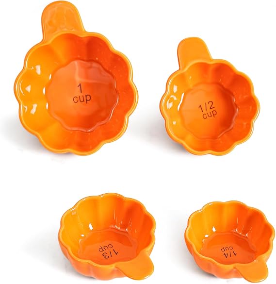 Pumpkin Ceramic Measuring Cups, 4-Piece Set, Orange