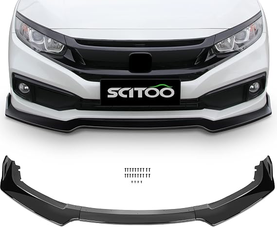 SCITOO 3PCS Black PP Front Bumper Body Kit Spoiler Chin Spoiler