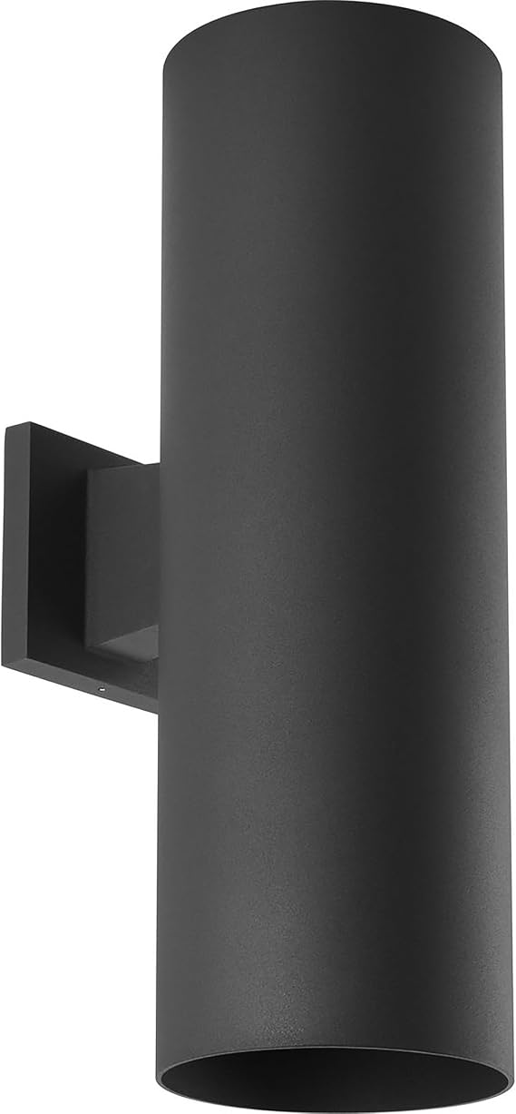 Progress Lighting 6-Inch Cylinder Outdoor Wall Sconce, 2-Light Modern Wall Mount Up and Down Lights, Interior and Exterior Lighting for Home or Porch, Aluminum Construction, Black (P5642-31)