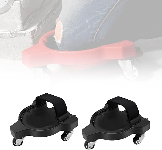 Rolling Knee Dolly 2 Pcs Rolling Knee Pads with Wheels 360 Degree Turn Rolling Knee Creeper/Pads Sliding Knee Pads Protector with Adjustable Straps for Construction Working(Black)