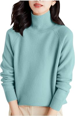 Womens Cashmere Sweaters Turtleneck Long Sleeve Ribbed Knit Pullover Sweater Casual Solid Color Petite Dressy Tops