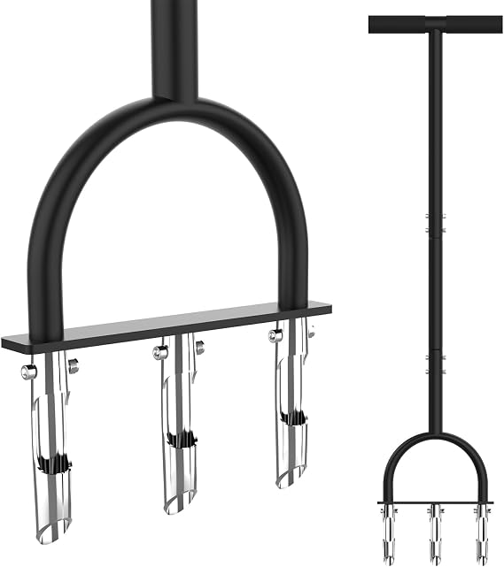 Lawn Aerator Coring Tool with 3 Hollow Tines