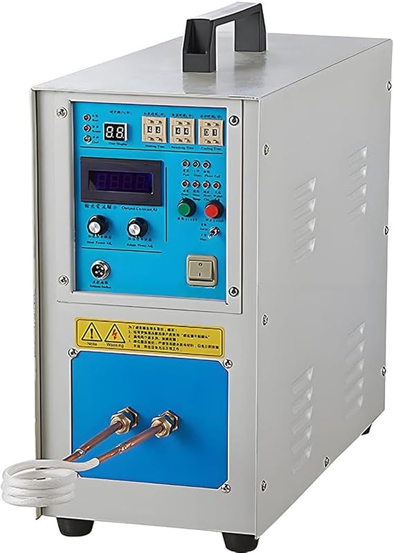 15KW High Frequency Induction Heating Machine,30-100KHz,50-1300℃,Industrial-Grade with Double Coils & Foot Switch for Metal Melting,Welding,Quenching,Annealing & Brazing